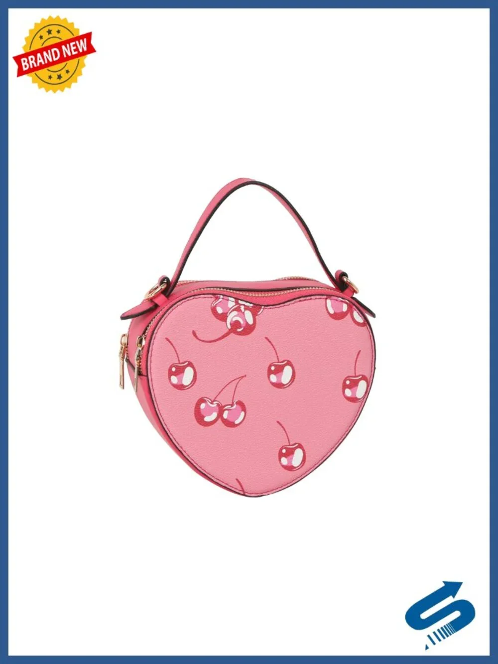 Vegan Leather Heart Crossbody Bag with Top Handle